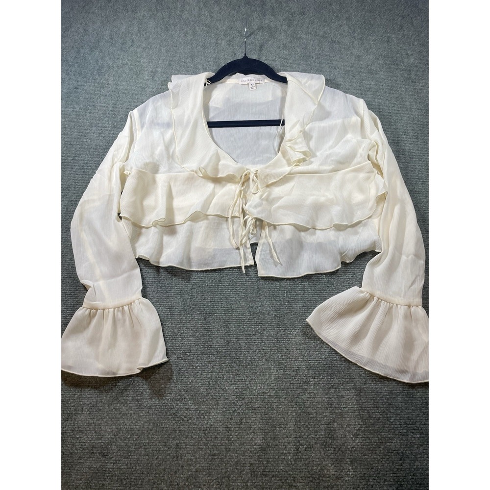 ivory sheer chiffon cropped top By Sincerely Jules XS Y2K